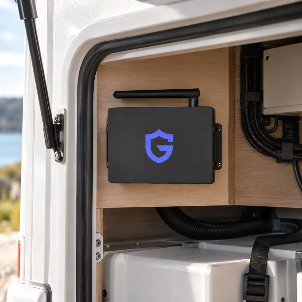Illustration conceptuelle d’une centrale installée dans le compartiment technique d’un camping-car